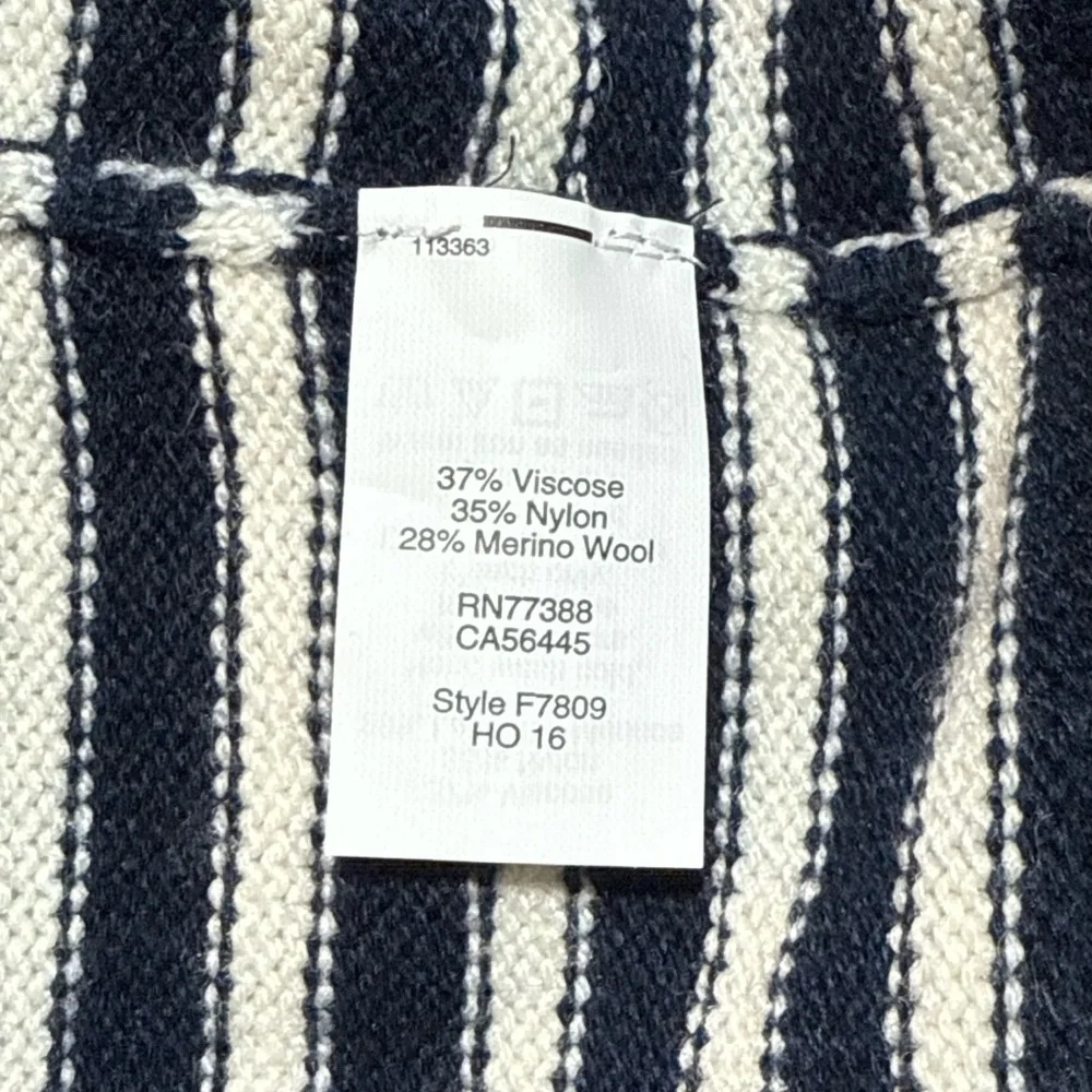 J.Crew Fair Isle Striped Merino Wool Sweater Navy Cream Size Medium
